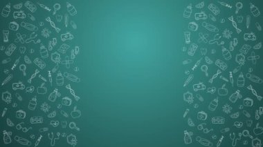 El yapımı çerçeve tıbbı animasyonları. İlaçlar, tıbbi ürünler, tabletler, beyaz arka planda tıbbi ekipmanlar. Döngü hareketi grafiği. Boşluğu kopyala.