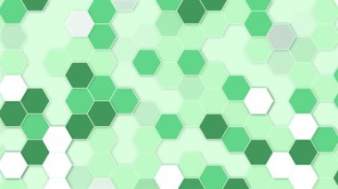 Tıp, bilim ve dijital teknoloji için altıgenler yeşil tasarım. Moleküler yapısı olan geometrik soyut arkaplan. Döngü canlandırması.
