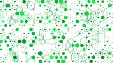 Yeşil altıgen ya da altıgen şekilli soyut geometrik arkaplan. Döngü canlandırması.