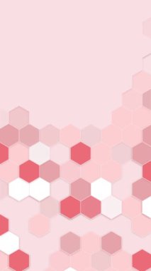 Hexagon kırmızı arka planı teknoloji tıbbi iş çerçevesi duvar kağıdı için soyut arkaplan. Uzayı kopyala Dikey video.