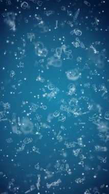 Kusursuz şablon sağlık ve tıbbi element mavi arka plan. Döngü animasyonu. Dikey video.