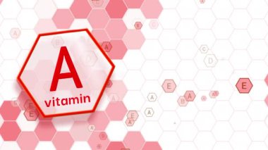 Beyaz arka planda A vitamini kırmızı ikonu. Uzayı kopyala Döngülü animasyon tıbbi çerçeve.
