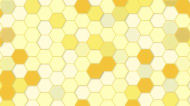 Sarı arka planda altıgen hücreli soyut arı kovanı. Döngü canlandırması.