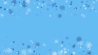 Mavi arka planda beyaz kar tanesi, kış ve Noel animasyon çerçevesi. Uzayı kopyala Döngü hareketi grafiği.