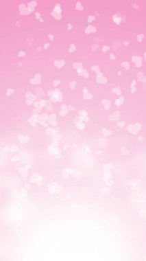 Kalp Anneler Günü pembe arka plan. Yumuşak romantik ekran koruyucu ve uçan kalpler. Uzayı kopyala Döngü animasyonu. Dikey video.