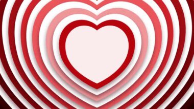 Romantik kalp tüneli geçmişi. Eşmerkezli kalp şekilli sevgililer günü çerçevesi. Duvar kâğıdı veya romantik klasik döngü animasyonu.