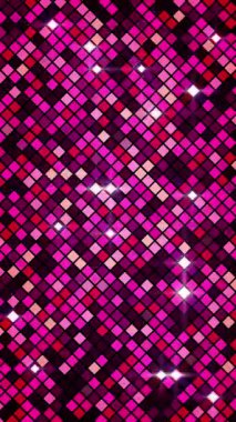 Geometrik desen. Beyaz arka planda pembe kare. Basit bir aksesuar. Elmaslarla dolu animasyon disko flaşları. Döngülü. Dikey video.