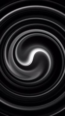 Dönen sıvı dalga etkisiyle dönen siyah girdap. Soyut döngülü animasyon. Dikey video.