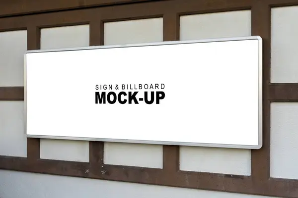 Blank billboard mockup in aluminum frame on a traditional Japanese wall. Perfect for outdoor advertising Use this mockup to showcase your designs or create a custom advertising campaign.