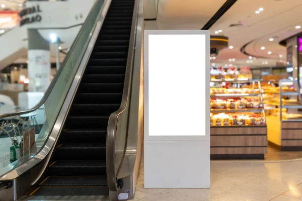 Create eye-catching advertisements mockup of a digital signage display on an escalator side.