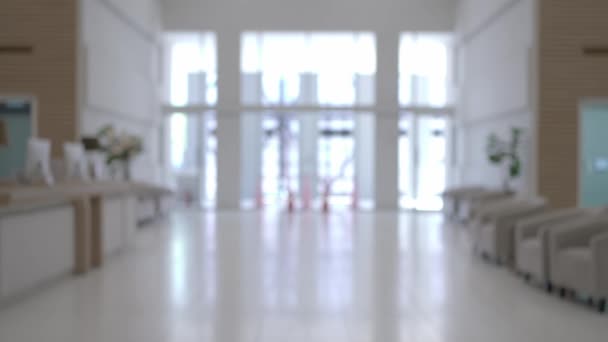 Låst Skott Suddig Bakgrund Korridor Sjukhus Eller Klinik Motinformation Och — Stockvideo