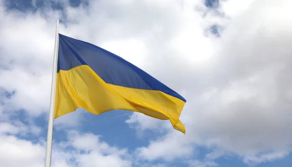 Флаг Украины Голубым Цветом Неба Желтым Подсолнухами Небом — стоковое фото