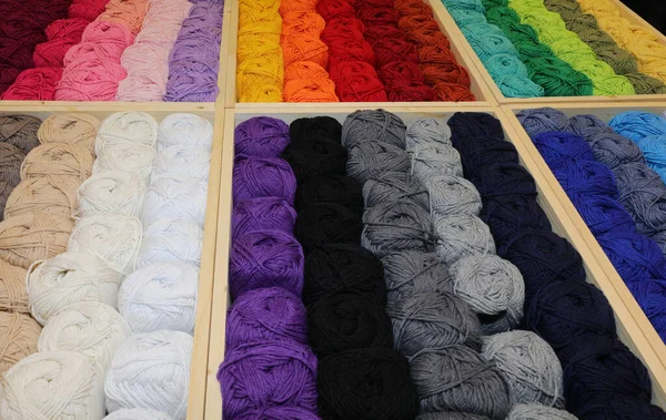 Balls Wool Cotton Fabric Sale Shop — Stock Photo, Image