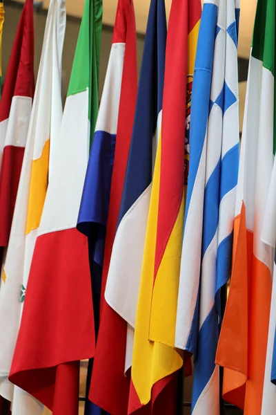 Pozadí Mnoha Vlajek Mnoha Zemí Evropy — Stock fotografie