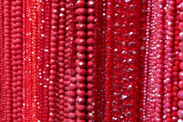 Fond Colliers Faits Avec Des Perles Vendre Dans Bijouterie Fantaisie — Photo