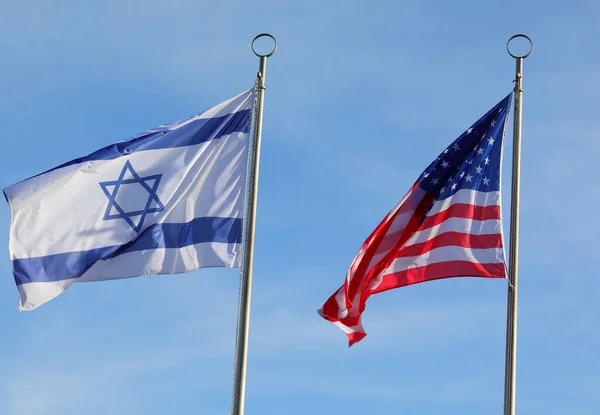 Bandeira Dos Estados Unidos América Israel Acenando — Fotografia de Stock
