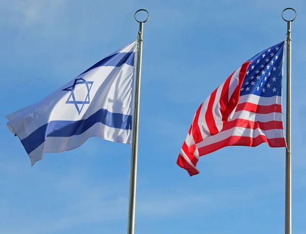 Bandera Estados Unidos América Israel Ondeando — Foto de Stock