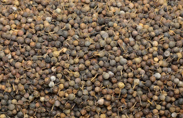 Veel Zwarte Peperkorrels Koop Ethnische Kruidenkraam — Stockfoto