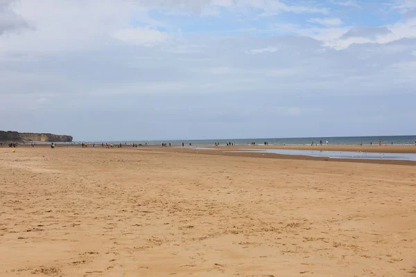 Praia Mar Lugar Onde Desembarques Normandia Ocorreram França Durante Segunda — Fotografia de Stock