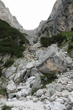 İtalya 'nın kuzeyindeki Dolomites dağ grubunda yaz mevsiminde İtalyan Alplerinin panoraması
