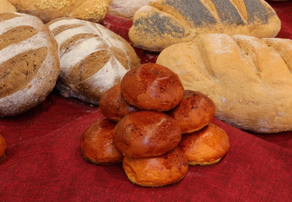 Loaves Bread Made Wholemeal Flour Freshly Baked Baker Bakery — Stock Photo, Image