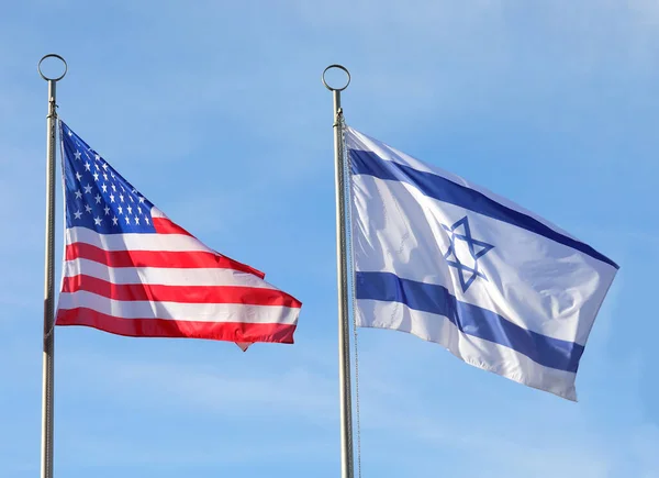 Vlajka Spojených Států Amerických Izraele Mávající — Stock fotografie