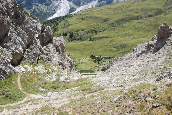 Vandringsled Italienska Alperna Dolomiterna Bergskedja Norra Italien Sommaren — Stockfoto