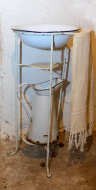 antique toilet set with bowl jug and soap dish in a country house