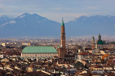 monument called BASILICA PALLADIANA in Vicenza in Northern Italy seen from above