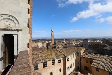 Tower of SIENA in ITALY Called TORRE DEL MANGIA from place called Facciatone of Cathedral