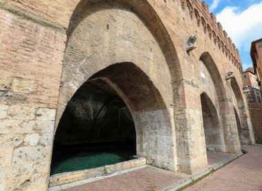 famous fountain with spring water called FONTEBRANDA in Siena in Central Italy