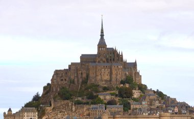 abbey located on the tidal island in Normandy and low tide