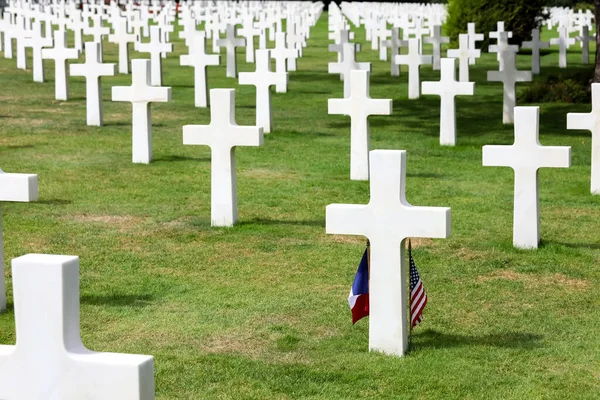 Colleville Sur Mer Fra Frankrike Augusti 2022 Amerikansk Militärkyrkogård Och — Stockfoto