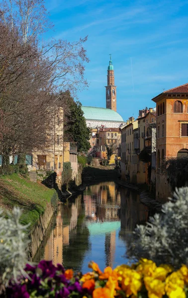 Marco Chamado Basílica Palladina Vicenza Cidade Itália Reflexão Sobre Água — Fotografia de Stock