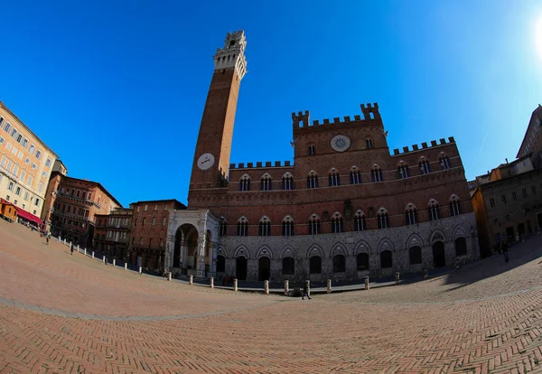 Tower Called Del Mangia Main Square City Siena Tuscany Central — Stock Photo, Image