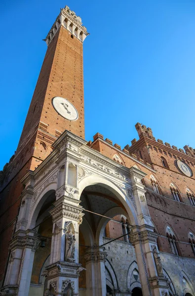 Toren Genaamd Del Mangia Siena Stad Toscane Midden Italië Architectonische — Stockfoto