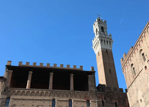 Torre Chamada Del Mangia Cidade Siena Toscana Itália — Fotografia de Stock
