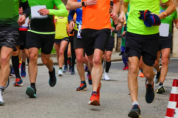 Avsiktligt Suddig Grupp Löpare Den Idealiska Löpningen Som Sport Bakgrund — Stockfoto
