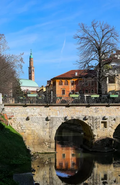 Berühmtes Wahrzeichen Namens Basilica Palladina Vicenza City Italien Und Brücke — Stockfoto