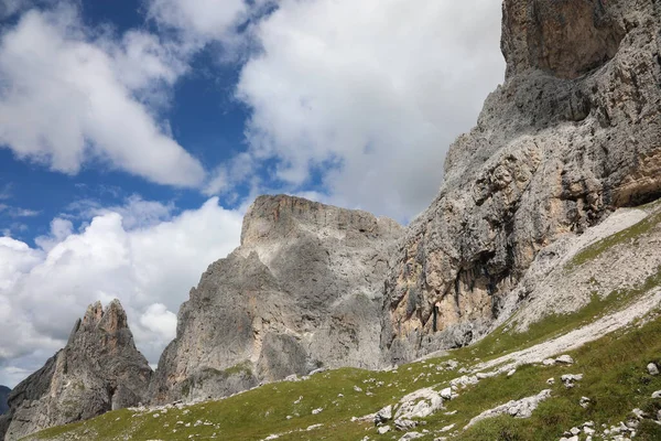 Alpejska Panorama Alp Dolomitowych Północnych Włoszech Lecie Pobliżu Miejscowości San — Zdjęcie stockowe