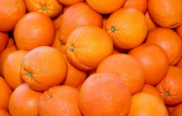 Hintergrund Vieler Reifer Orangen Die Frisch Gepflückt Gemüseladen Zum Verkauf — Stockfoto