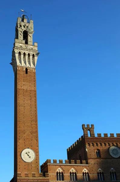Rathaus Palazzo Pubblico Und Hochturm Siena Itay — Stockfoto