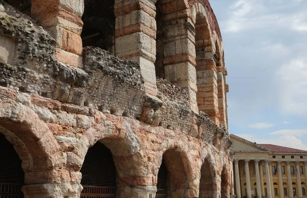 Szczegóły Verona Arena Rzymski Amfiteatr Zbudowany Bra Sauare Włoszech Ratusz — Zdjęcie stockowe