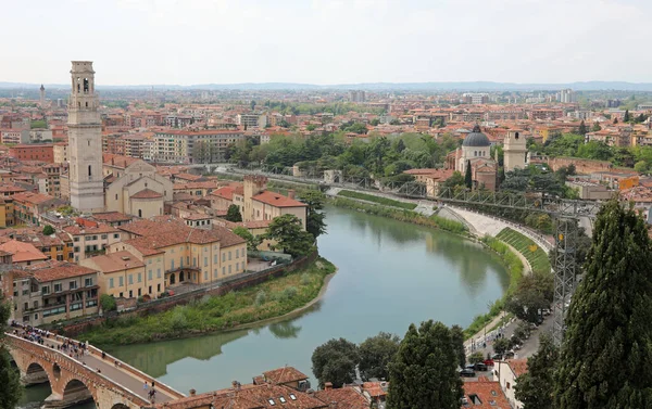 Kuzey Talya Daki Verona Şehri Adige Nehri Eski Taş Köprü — Stok fotoğraf