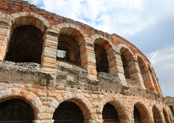 Detail Verona Arena Est Amphithéâtre Romain Construit Après Bra Sauare — Photo