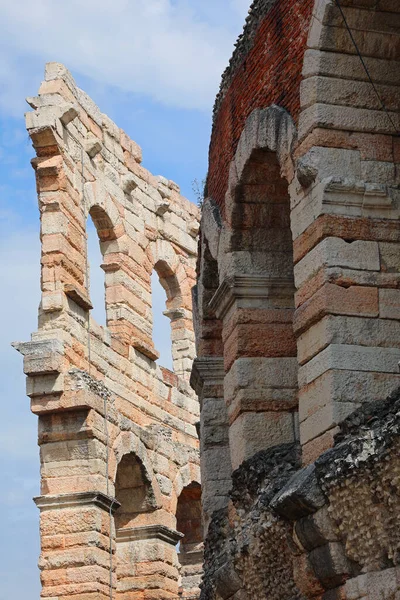 Szczegóły Verona Arena Rzymski Amfiteatr Zbudowany Bra Sauare Włoszech — Zdjęcie stockowe