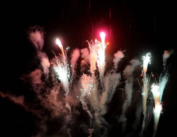 Colorful Explosions Huge Fireworks Festivities Night — Stock Photo, Image