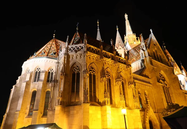 Chiesa Matthias Budapest City Ungheria Notte Senza Persone — Foto Stock