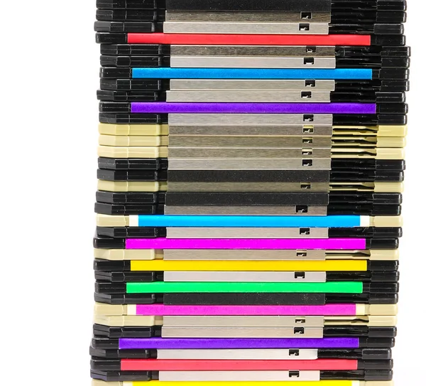 Halom Régi Inch Floppy Lemezek Mentésére Használt Számítógépes Adatok Évek — Stock Fotó
