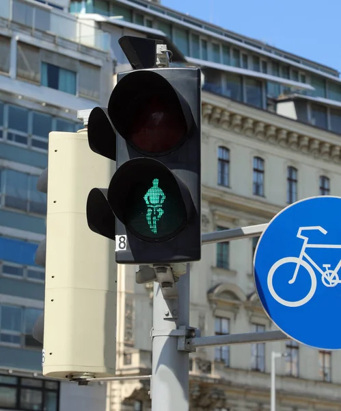 Wien Wien Österreich August 2023 Ampel Mit Symbol Der Person — Stockfoto